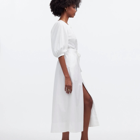 Madewell Tie-Waist Button-Front Midi Dress in Poplin - Picture 3 of 10
